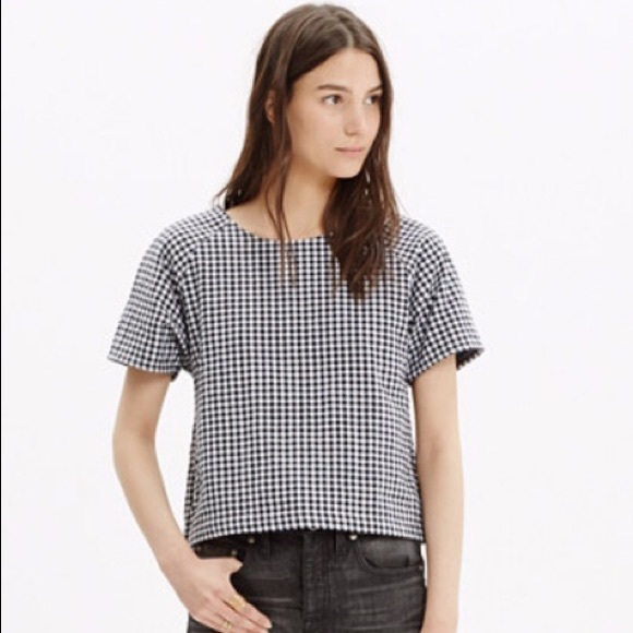 Madewell Tops - Madewell Raglan Gingham Crop Top